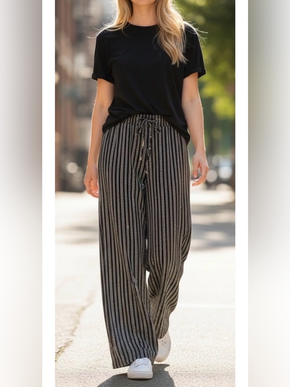 MICHAEL Michael Kors Wide Leg Chain Print Palazzo Pants Trousers Size L